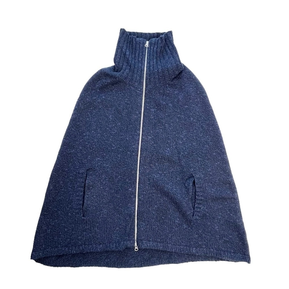Benson Poncho Sweater Wool Cape Navy Blue Knit Size Small Turtleneck New NWT